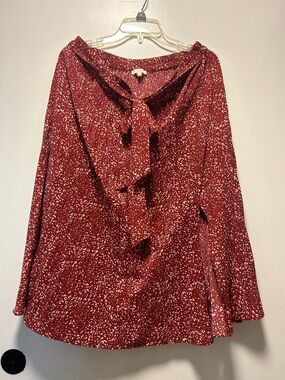 Skies Are Blue Pleated Red Speckled Midi Skirt
